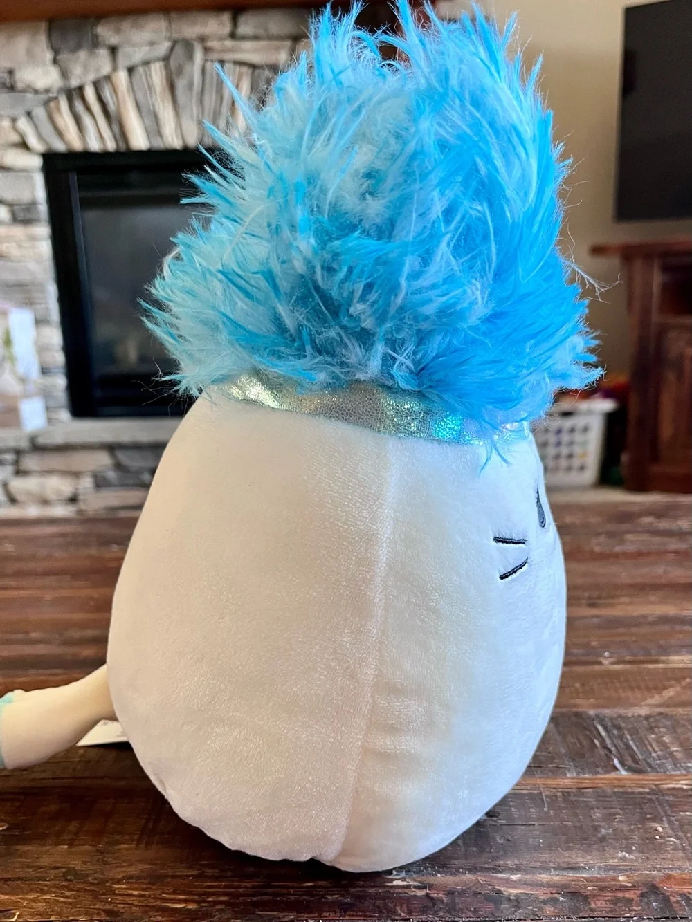KellyToy Squishmellow Cora Calico Cat Squish-Doos Blue /White Fluffy Ears 10”NWT